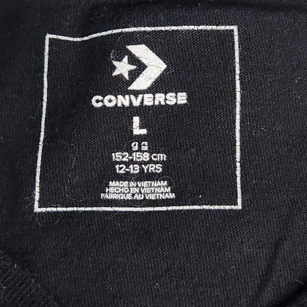 All Star Converse Youth Size Large Long Sleeve Iconic Logo Shirt Crew Neck Black